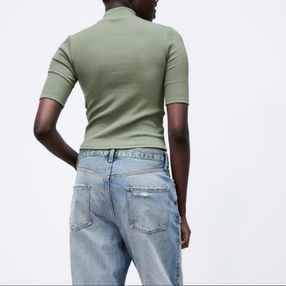 ZARA: Ribbed High Collar Top - Picture 2 of 6